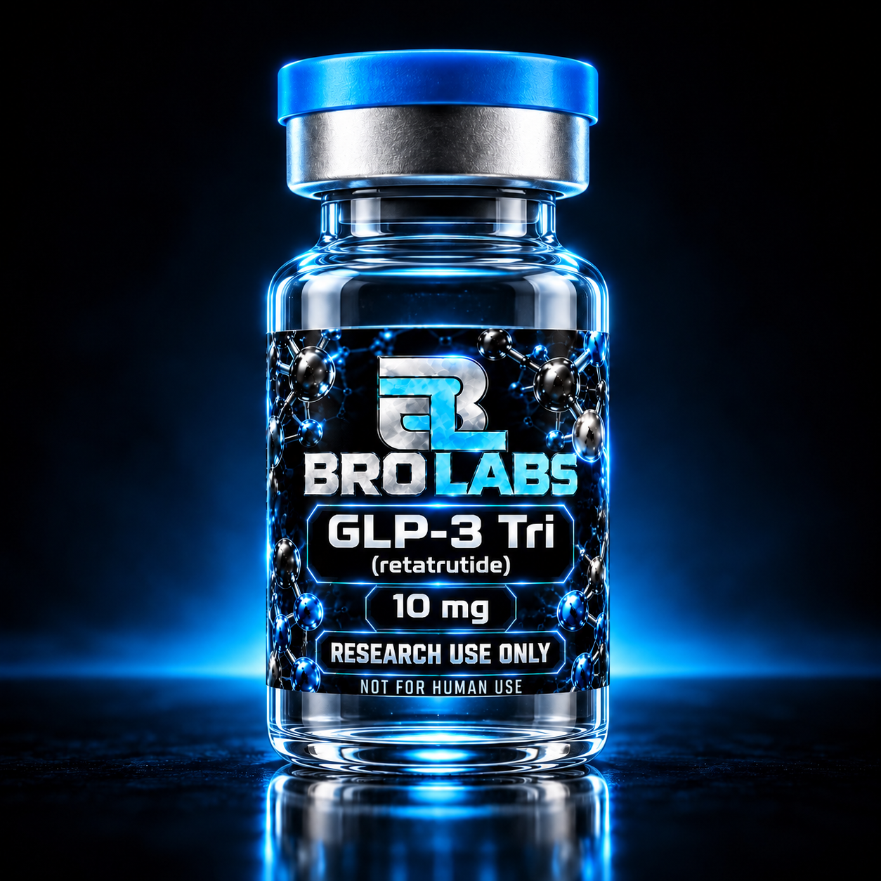 GLP-3 Tri (retatrutide) 10 mg Bro Labs packaging illustration