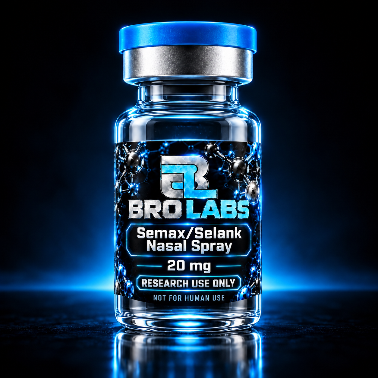 Semax/Selank Nasal Spray 20 mg Bro Labs packaging illustration